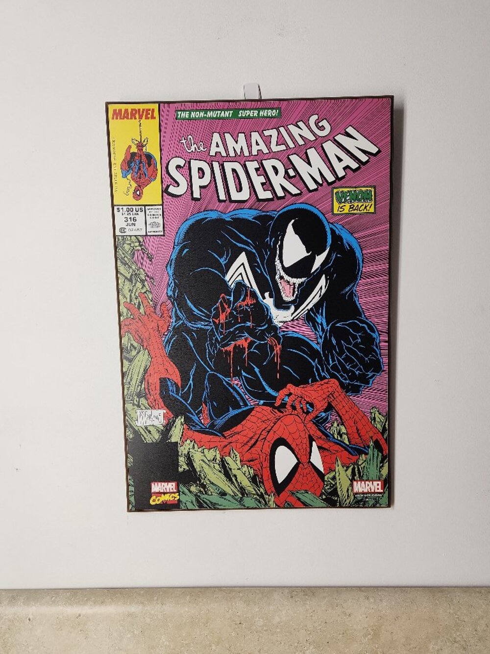 The Amazing Spider-Man #316 Wood Wall Poster Plaque 13" X 19" Silver Buffalo